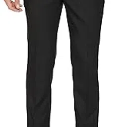 raymond Men's Slim Fit Mid Rise Polyester Blend Structure Pattern Flat Front Formal Trouser-picture-35