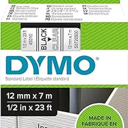 DYMO Authentic D1 Labels, Black Print on Clear Tape, 12mm x 7m, Self-Adhesive, for LabelManager and MobileLabeler Label Printers-picture-29