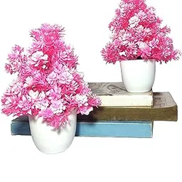 AKP Artificial Flower with Pot for Home & Office Decoration Purposes (2 Set Pink)-picture-14