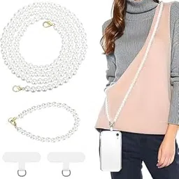 2pcs Pearl Phone Strap, Beaded Phone Chain Pearl Phone Lanyard Crossbody with Wrist Strap Lanyard, Cute CellPhone Lanyards for Women, Cellphone Chain Crossbody Straps Around Neck for Most Phones-picture-26