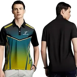 lookswala Unisex Adult Collar Neck Printed Design Sportswear T-Shirt with Half Sleeves | Regular Dry Fit Gym Yoga Cyle Gym Running Cricket Sport-picture-14