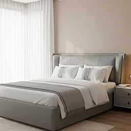 Modern Upholstered Storage Bed Frame with Wooden Slats, Grey Fabric, High Headboard, Hyfraulic Lift Platform |Contemporary Design - FIDDY Furniture-picture-46