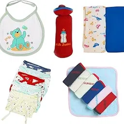 Fash-N-Vibe Light Blue Newborn Baby Starter Kit with Bib Bottle Cover Wrapping Sheets Nappies Napkin Set 0 to 3 Months Ideal for Travel Gifting Festive or Home Use_42-picture-18