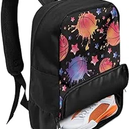 Basketball Backpack with Separate Ball & Shoe Compartments - Large Capacity Sports Bag for Men & Women, Lightweight Fits Soccer Football Volleyball Equipment, Creative Basketball Star Print-image-68