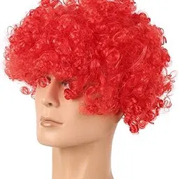 HiPPITY HOP The party collective Red Fancy Hair Wig Curly Clown For Men And Women Celebration, DJ Party, IPL Matches, Fancy Dress (Pack Of 1)-picture-55