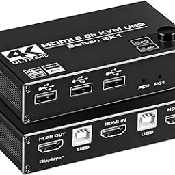Tobo HDMI KVM Switch, 4K@60Hz USB Switch 2x1 HDMI2.0 Ports + 3X USB KVM Ports, Share 2 Computers to one Monitor, Support Wireless Keyboard and Mouse, USB Disk, Printer, USB Camera,etc. TD-880H-picture-30