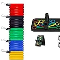 Premium Toning Tube Set of 5 with Foam Handles, Door Anchor for Gym, Home Workout With 14 in 1 Home Workout Pushup Board, Pushup Bar System-picture-64