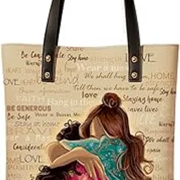kalankit Classic Tote Bag For Women | Canvas Printed Totes For Women | Aesthetic Shoulder College Bag For Girls | Tote Bag with Compartments | Vegan Leather | Gift for Loved Ones-picture-20