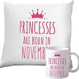 Princess Born in November Printed Cushion Cover (12x12 Inches)(with Filler)-picture-57