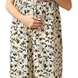 MomToBe Women's Cotton Maxi Maternity Nighty/Feeding Nighty/Pregnancy Night Gown/A-Line Nursing Nighty with Zippers for Nursing Pre and Post Pregnancy-picture-26