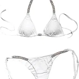bnf Women Swimsuit Push Up Bras Rhinestone Bikini Set Bathing Suit S White-Clothing, Shoes & Accessories - Womens Clothing - Swimwear-picture-11