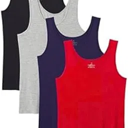 Girls Cotton Tank Top Camisoles, Pack of 4, Black Grey Navy Red-image-41