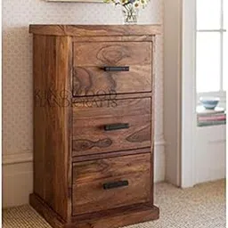 KINGWOOD FURNITURE French Style Sheesham Wood Chest of 3 Drawers (Standard, Honey)-picture-16