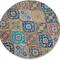 DN Home Handmade Natural Decorative Diwali Door Mat, Round Mandala Design with Pattern, Traditional Indian Style, Indoor Home Decor (Style 08)-image-36