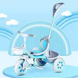 TONDU Kiddo Tricycle for Kids/Baby with Storage Basket | Seat Belt with Parental Control Baby Tricycle (Blue) image 1