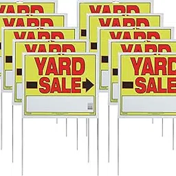 Sunburst Systems 3908 Yard 10-Pack of Yard Sale Signs with U-Stakes. 22"H x 14"W - Double Sided, Yellow, Red, Black-picture-57