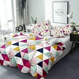 THE HOME STYLE Super Soft Glace Cotton King Size AC Comforter/Quilt/Blanket Double Bed for All Weather/Seasons (Design 24) (Multicolor Geometric) (Only Comforter) faderesistant-picture-13