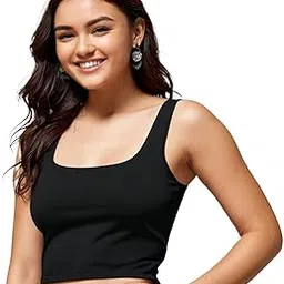 Triviso Women's & Girls' Solid Strachable Ribbed Square Neck Slim Fit Tank Tops-image-5