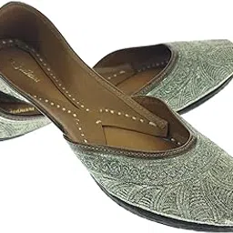 fulkari Women Carry Flower Gold Genuine Soft Leather Embroidered Jutis | Bite and Pinch Free Jutti | Punjabi Formal Juttis | Girl's Wedding Flat Ladies Mojari | Formal Ethnic Juti |-picture-24