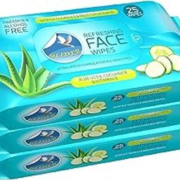 Glider Face Cleansing Wipes | Hydrating & Moisturizing Facial Wipes with Cucumber, Aloe Vera & Vitamin E | 25 Wipes (Pack of 3 – 75 Wipes)-picture-7