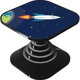 Dwellamor Mobile Holder Grip & Stand for Phones, Tablets, Finger Selfie Holder Matte Finish Socket 360 Degree Rotating Expanding Square Mobile Socket Grips for Smartphones Space Rocket [D1L19]-image-6