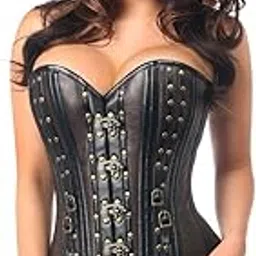 daisy corsets Women's Top Drawer Faux Leather Steel Boned Rivets-picture-23
