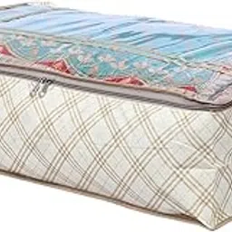 Kuber Industries Lehenga Cover | Non-Woven Gown Cover | Check Bow Pattern Garment Cover | Garment Cover with Top Transparent | Large | Cream-picture-21