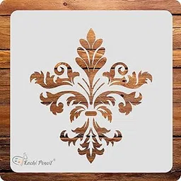 Kachi Pencil Damask Design Art Art and Craft Stencils for Painting, Size 6 x 6 inch Reusable Stencil for Painting, Fabric, Glass, Wall Painting, and Craft Painting-image-6