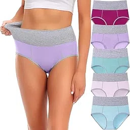 ummiss Womens Underwear,Cotton Mid Waist No Muffin Top Full Coverage Brief Ladies Panties Lingerie Undergarments for Women Multipack-picture-54
