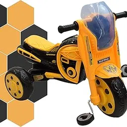 RK STAR Bullet Stylish Sports Bike Pedal Tricycle for Kids I Kids Tricycle with Musical Horn and Lights 3-6 Years (Yellow)-picture-21
