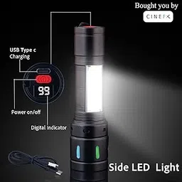 Multi-Function LED Flashlight, RGB Light, Telescopic Zoom, Anti-Slip Design, Front and Side Lighting-picture-53