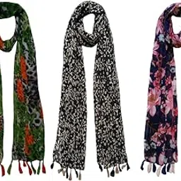 fusfus Printed Designer Set of 3 Mullticoloured stoles ; Trendy scarf stoles for Girls/Ladies/Women (F0171)-picture-12