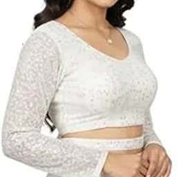 nil ethnic center Blouse Boat-Neck 3/4 SleeveGeorgetteReadymade Saree Blouse for Women Stylish-picture-16