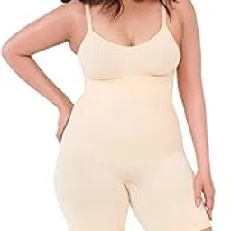 invogue shop Invogue Essentials Plus Bodysuit Bodyshaper | High Compression, Breathable Everyday Shapewear with Adjustable Straps & Gusset Opening | No-Roll Waist | Mid Thigh-picture-13
