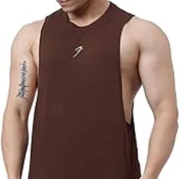 fuaark Men's Supper Combed Cotton Broad Shoulder Sleeveless Deep Arm Cut Vest Sleeveless Tank-picture-20
