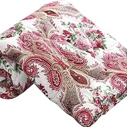 LOVEKUSH Floral Printed Single Bed Reversible Cotton AC Dohar Blanket Lightweight Quilt /Duvet (White and red)-picture-33