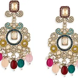 zaveri pearls Multicolor Stones Beads Antique Look Dazzling Dangle Earring For Women-ZPFK21162-picture-34
