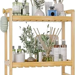 Kienlix 2-Tier Bamboo Bathroom Counter Organizer, Natural Wood, 32.5x15.9x33 cm, Freestanding Storage Shelf for Toiletries, Kitchen, Cosmetics-picture-30