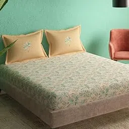 Portico New York Super King Size Flat Bedsheet with 2 Pillow Covers Cadence 9-picture-57