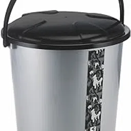 Nayasa Army Pedal Bin- 11.5 Ltrs | Dustbin with Lid | Garbage Waste Bin with Handle | For Kitchen -Bathroom | Strong & Durable | Black image 1