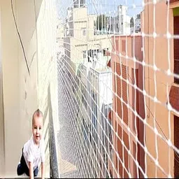 HSDS 18 PLY White Anti-Bird Net/UV-Stabilized HDPE Multi-Filament Net with Installation Kit & Tying Ropes Attached/Heigh Quality Pigeon net/use for Balcony, Window, Sealing Space (10 x 7 ft) image 1