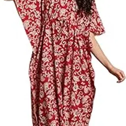 secret wish Cotton Kaftan Nighty/Free Size/Batik Print/Drawstring/Nightdress/Nightwear/Full Length-picture-13