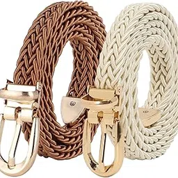 crusset Women Slim Braided Belt for Jeans and Pants, Stylish Adjustable Waist Belt for Women, Fashionable Casual Accessory – Tan & Black 15mm Width, Perfect for Casual & Formal Wear-picture-11