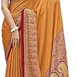 indoniq Fashion Women’s Pure Italian Silk Soft Plain Saree with Printed Border, Pallu & Blouse Piece, Saree for Wedding & Traditional Look (28402, Unstitched Blouse Piece)-picture-28