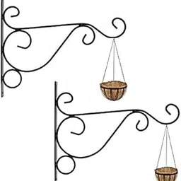 MFS Craft World 36 Model 2 pcs Hanging Plant Bracket, Wall Plant Hanger Outdoor Decorative, Wrought Iron Plant Hooks for Bird Feeders, Planters, Lanterns, Black-picture-40