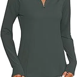 lomon Women Long Sleeve Shirts Sun Protection 1/4 Zip Summer Quick Dry Hiking Shirts Quarter Zip Pullover for Women-picture-36