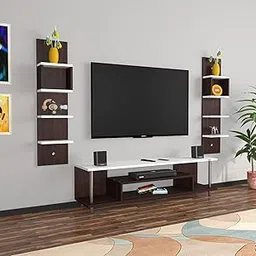 DAS Calix Engineered Wood Freestanding TV Entertainment Unit/Tv Rack Set to Box Stand with Wall Shelves for Living Room (Ideal for up to 55") Screen Flowery Wenge & Frosty White Finish-picture-29