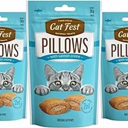 Barkbutler x Catfest Pillows Salmon Creamy Filling,Cat Treats Combo Pack-30gx3|100% Natural|0% Artificial Flavor,Color or Preservative|for All Cat&Kitten Breeds image 1