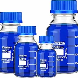 Borosilicate Reagent Bottle Blue Screw Cap, 50ml 100ml 250ml 500ml of Reusable Glass Bottle, Round Scientific Glass Container for Labs, Classrooms or Home Use-picture-19