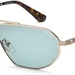 police Eyewear | Blue Lens | Gold Frame | Full Rim Hexagon Shape Branded Latest and Stylish Sunglasses | 100% UV Protection | Mens Sunglasses| Size Large | SPLF66K588L7SG-picture-54